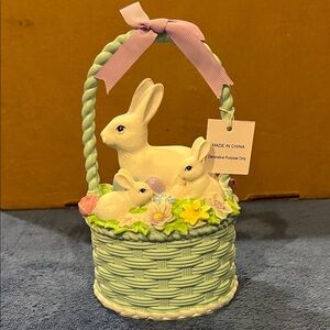 Pastel Bunny Basket Home Accent